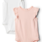 Amazon Essentials x Sofia Grainge Baby Girls' Embroidered Ruffle Bodysuit, Pack of 2