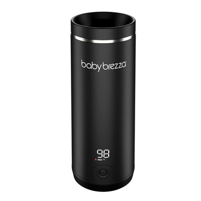 Black baby bottle warmer with digital display on a white background