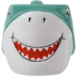 MyGift Blue Ceramic Cute Coffee Mug with Handle and Cartoon Smiling Happy Baby Shark Shaped Design, Novelty Gift Mugs