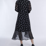 Motherhood Maternity Women’s Long Sleeve Wrap Flounce Midi Pregnancy Dress, Mixed Dot, Small