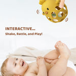ChooKaChoo 2-in-1 Baby Teething Rattle Toy, Sensory Grasping Teether for Infants 3-12 Months, 100% Food-Grade Silicone, Easy to Hold, Soothing & Developmental, BPA Free