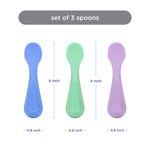 Ubbi Silicone Baby Training Spoons, 3-Pack Soft-Tip Self-Feeding Utensils for Baby-Led Weaning, Easy-Grip Toddler Spoons, BPA-Free, Dishwasher Safe