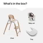 Bugaboo Giraffe Wooden Baby High Chair, Adjustable in 1 Second, Easy to Clean, Safe and Ergonomic Highchair, Suitable from Birth in Combination with Newborn Set (Sold Separately) (Neutral Wood/White)