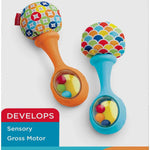 Fisher-Price Newborn Toys Rattle 'n Rock Maracas, Set of 2 Soft Musical Instruments for Babies 3+ Months, Blue & Orange