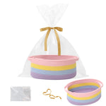 Gift Basket with Gift Bag and Ribbons,Small Rope Woven Shelf Storage,Baskets for Gifts Empty,Birthday,Shower,Decorative Organizer Box for Cat Dog Pet with Handles(White)