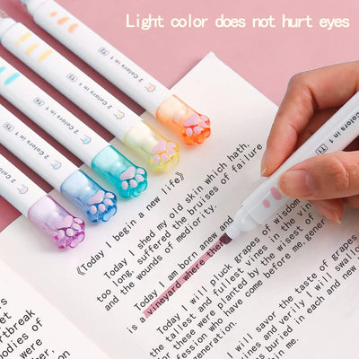 SIYZHOP Double-headed Cute Light color eye protection Highlighter Markers, 6-Pack of 12 Flat Heads, Bright and Vintage Markers for School Office Journal Supplies (12 colors double head)