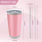 16 Pack Insulated Coffee Tumbler - 20oz Stainless Steel Double Wall Vacuum Travel Tumbler Cup with Lid and Straw for Cold & Hot Drinks (Mixed Colors)
