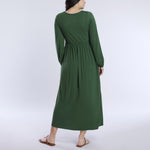 Motherhood Maternity Women’s Long Sleeve Empire Waist Maxi Pregnancy Dress, Green Pastures, Large