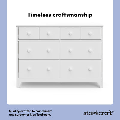 Storkcraft Moss 6 Drawer Dresser (White) – GREENGUARD Gold Certified Nursery Dresser, Safety-Focused Interlocking Drawer System, Chest of Drawers for Bedroom, Wood Craftsmanship