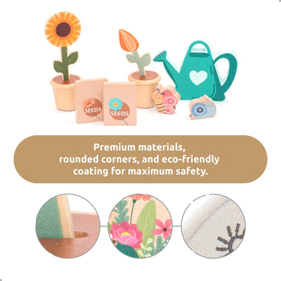 umu® Wooden Garden Play Set – 30 Pcs Kids Gardening Toy with Watering Can Shovel Rake Basket & Accessories – Outdoor Pretend Play Tool Set for Boys & Girls Ages 3 4 5 6