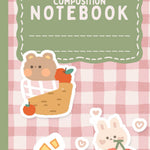 Kawaii Composition Notebook: Cute Bunny & Bear Pastel Aesthetic Journal for School & Writing College Ruled 7.5” x 9.75”