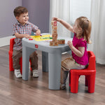 Step2 Mighty My Size Kids Table & Chair Set, Playroom Activity Table for Arts & Crafts, Made of Durable Plastic, For Toddlers 2+ Years Old, Gray & Red