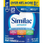Similac Advance infant formula can with blue and yellow label