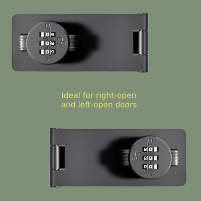Keyless Combination Lock 3-Digit Combination Lock for Doors Twist Knob Hasp Latch Lock with Password Code Zinc Alloy Door Latch for Kitchen Drawers, Cabinets, Cupboard (Black)
