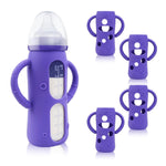 ZCH 4-Pack Silicone Sleeves with Handles for Lansinoh Glass Bottles, BPA-Free Drop-Resistant Baby Bottle Sleeves with Handles, Compatible with Lansinoh Anti-Colic Glass Baby Bottles (8 oz)