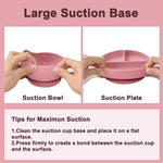 Silicone Baby Feeding Set 14 Pcs,Baby Led Weaning Supplies, Baby Spoons Suction Bowl Divided Plate Bib Cup Finger Brush,First Stage Solid Food Eating Utensils - 6+ Months(Deep Red)