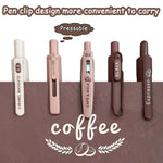 LSLSHY Cute Gel Pens 5Pcs Retractable Quick Dry Ink Pens 0.5mm Fine Point Black Ink Kawaii Smooth Writing Pens for School Office Supplies Aesthetic pretty pens (Coffee)