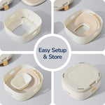 usbettas 3 in 1 Potty Training Toilet, Dinosaur Toddler Potty Training Seat for Boys Girls with Comfortable Cushion, Easy-to-Clean and Anti-Slip Potty Training Step Stool for Toilet (Beige)