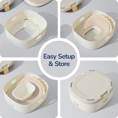 usbettas 3 in 1 Potty Training Toilet, Dinosaur Toddler Potty Training Seat for Boys Girls with Comfortable Cushion, Easy-to-Clean and Anti-Slip Potty Training Step Stool for Toilet (Beige)