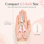 Aesthetic Pink Acrylic Scissors, 6.3" Craft Shears with Sharp Stainless Steel Blades for Home Office & School, Cute Stationery Tools for Bullet Journaling, Scrapbooking & Gift Wrapping