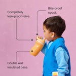 Tommee Tippee Insulated 9oz Sporty Spout Toddler Water Bottle, No Spill, Sippy Cups for Toddlers 1-3, Two-Piece Valve Helps Stop Spills, Light Blue & Orange, BPA Free, Pack of 2