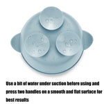 PandaEar 3 Pack Baby Suction Bowls with Lids| Leak-Proof Stay Put Silicone Food Bowl for Babies Kids Toddlers Infants| Food Grade Soft Safe BPA-Free Silicone (Blue Brown Tan)