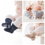 J Poqobog Baby Crew Socks,Grips Combed Cotton Socks Toddler Non-Skid for Girls,Boys Non Slip/Anti Skid 9-Pack (12-24 Months, Boys - 9 Pairs)