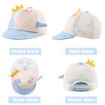 JANGANNSA Polka Baby Baseball Caps Infant Toddler Sun Cap Boys Girls Summer Hat with Bear Ears 3-18 Months (3-18 Months,Blue Dinosaur Mesh)