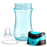 Chicco My Tumbler Toddler Sippy Cup for 2+ Years, 12oz Spill-Proof when Closed Water Bottle with Free-Flow Spout, Flip-Up Carry Handle, Easy Grip, BPA Free, Teal