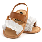 GDSDYM Infant Baby Girls Summer Sandals with Flower Soft Sole Newborn First Walkers Crib Wedding Dress Shoes