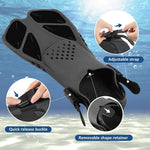 Snorkel Fins, Swim Fins with Adjustable Buckles, Open Heel, Travel Size Short Flippers for Snorkeling, Swimming and Scuba Diving, Diving Fins with Mesh Bag for Adult Men Women Kids