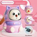 Manual Pencil Sharpener for Kids. 5-Point Selector. Small Handheld Pencil Sharpener. Quiet for Home Desks and School Classroom. Cute (Pink)