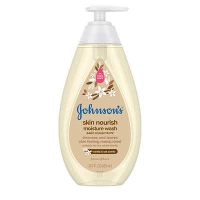 Johnson's Skin Nourish Moisture Wash bottle on a white background