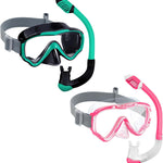 Vvinca Snorkeling Gear for Kids Dry Top Kids Snorkel Set for Boys Girls Junior Youth Children Age 4-14 Swim Goggles with Nose Cover Anti-Fog Panoramic View Adjustable Elastic Diving Mask and Snorkel