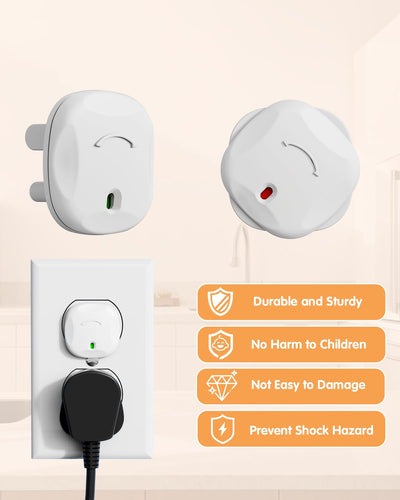 TrusTot Outlet Covers Baby Proofing, 24 Pack Plug Covers Baby Proofing, Outlet Plug Covers for US 3-Prong to Prevent Electric Shock, Outlet Covers for Home, Office, School, Kindergarten, White