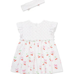 Little Me Clothes for Baby Girls' Cherries Bodysuit Dress with Headband, White/Rose Shadow/Multi, 12 Months