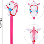 TOSAMZOO 2 Inflatable Horse Heads - Funny Stick Horse Toys for Kids' Birthday Parties (37 Inch Pink)