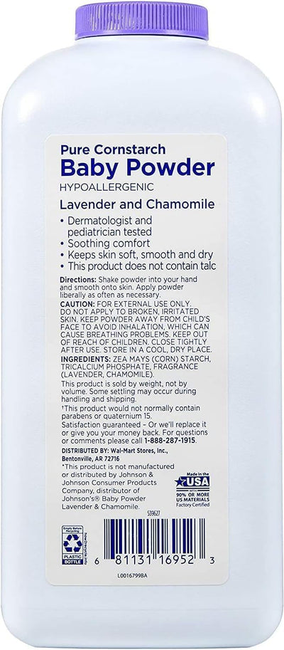 Equate Pure Cornstarch Baby Powder with Lavender and Chamomile (22 oz - Pack 1)
