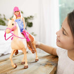 Barbie Playet with Blonde Fashion Doll in Riding Outfit & Light Brown Horse with Saddle, Bridle & Reins