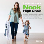 Joovy Nook High Chair Featuring Four-Position Adjustable Swing Open Tray, and Removable, Dishwasher-Safe Tray Insert for Easy Cleaning - Folds Down Flat for Easy Storage (Charcoal)