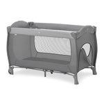 Hauck Sleep N Play Go Plus Portable Baby Travel Cot with Wheels, Mattress, Large Viewing Windows, and Side Exit for Babies and Toddlers, Gray