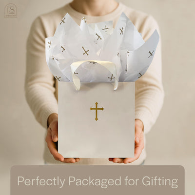 Littlest Saint- Baptism Gifts for Girl | First Communion Gifts for Girls-Keepsake Jewelry Box with Gift-Ready Bundle | Christian-Themed Baptism Jewelry Organizer with Gift Bag, Card, & Tissue