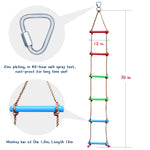 Rainbow Craft 6.6FT Climbing Rope Ladder Ninja Ladder for Kids - Kids Ninja Warrior Obstacle Course Accessories - Ninja Warrior Slackline Ladder, Playground Ninja Obstacles Swing Rope Ladder