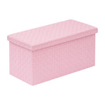 B FSOBEIIALEO Folding Storage Ottoman, Faux Leather Footrest Seat Long Shoes Bench Box Chest, Pink 30"x15"x15"