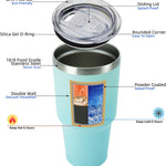 BJPKPK 30oz Stainless Steel Tumbler Color Block Insulated Tumblers Cup with Lid and Straw, Double Walled Travel Coffee Mug,Mint