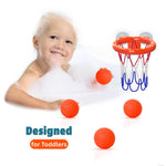 Bath Toys – Bathtub Basketball Hoop for Toddlers, Kids, Boys and Girls | 4 No-Hole Balls & Strong Suction Cups | Fun Basketball Bath Toy for Toddlers