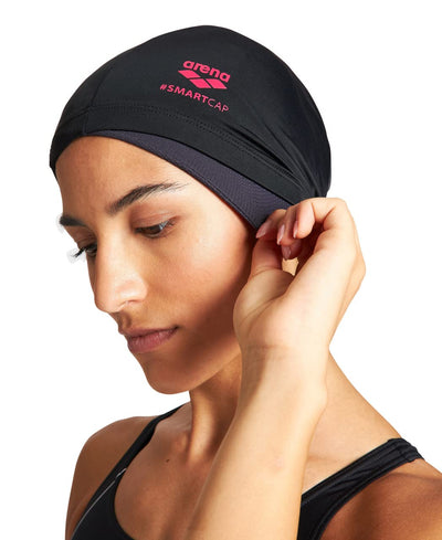 Arena Unisex Adult Smartcap Extra Soft Swim Cap for Fitness Swimmers Two-in-One Headcover for Long Hair, One Size Fits Most, Black