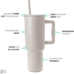 Simple Modern 40 oz Trek Tumbler with Handle and Straw Lid | Cup Holder Friendly Insulated Stainless Steel Travel Mug | Almond Birch