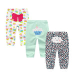 Unisex Newborn Baby Cotton 3-Pack Pants Embroidery Pringting Casual Leggings 0-24 Months for Boys and Girls Multicoloured