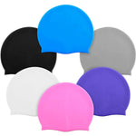 Syhood 6 Pieces Unisex Adult Silicone Swim Cap Waterproof Swimming Hat Non Slip Pool Hat Elastic Silicone Cap for Long and Short Hair(Black, Gray, White, Blue, Deep Purple, Pink)